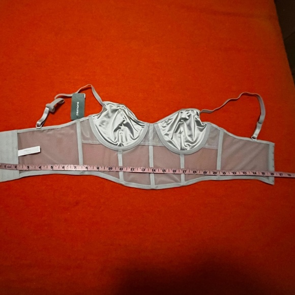 Light gray silvery satin and mesh balconette bra bralette corset NWT - Picture 8 of 9